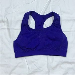 Sparkly glittery blue seamless sports bra small